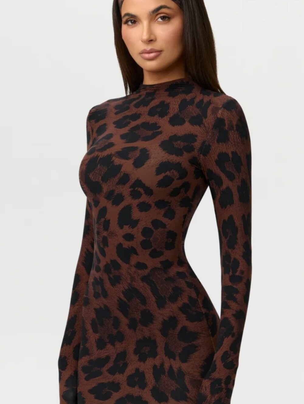 Nake Wardrobe Leopard Print Long-Sleeve Mini Dress - Picture 3 of 6